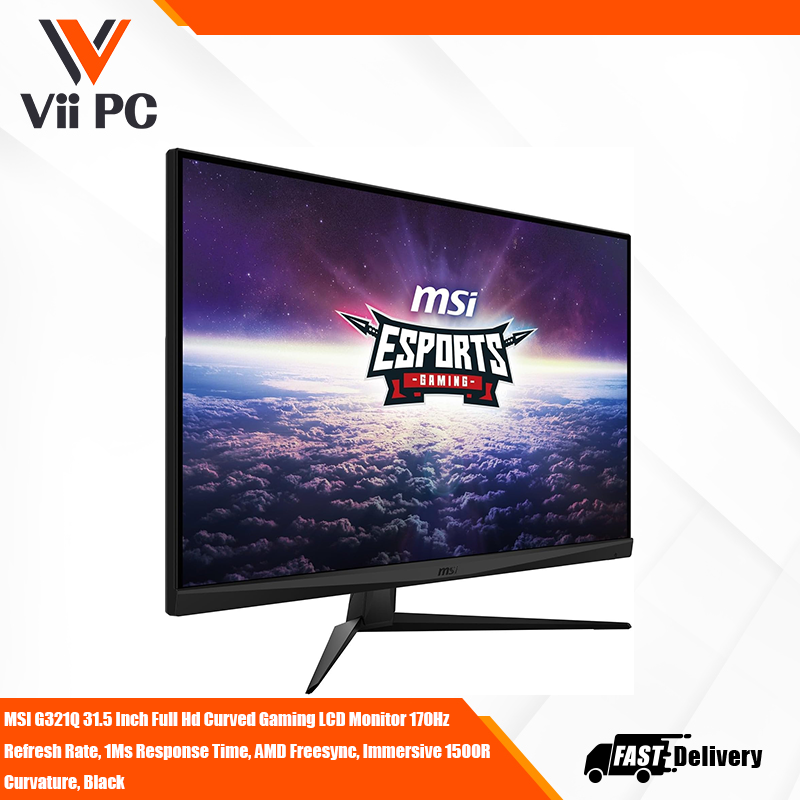 MSI G321Q 31.5 Inch Full Hd Curved Gaming LCD Monitor 170Hz Refresh Ra ...