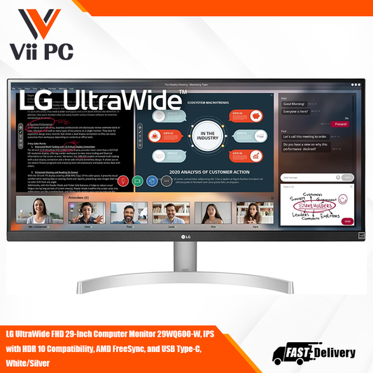 LG UltraWide FHD 29-Inch Computer Monitor 29WQ600-W, IPS with HDR 10 Compatibility, AMD FreeSync, and USB Type-C, White/Silver
