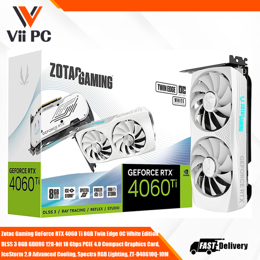Zotac Gaming GeForce RTX 4060 Ti 8GB GDDR6 Twin Edge OC White Edition Compact Graphics Card