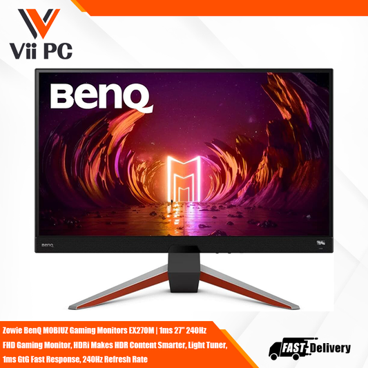BenQ MOBIUZ Gaming Monitors EX270M | 1ms 27" 240Hz FHD Gaming Monitor, HDRi Makes HDR Content Smarter, Light Tuner, 1ms GtG Fast Response, 240Hz Refresh Rate, Enchanting Sound Performance for Full Immersion