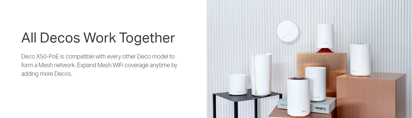 TP-LINK DECO X50-PoE AX3000 Whole Home Mesh WiFi 6 System with PoE - 3 Pack