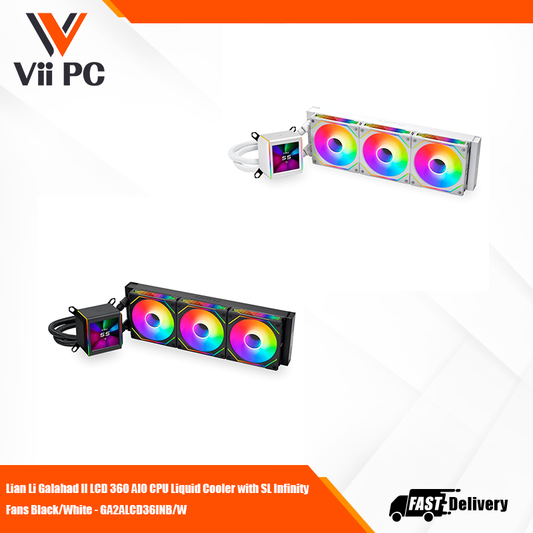 Lian Li Galahad II LCD 360 AIO CPU Liquid Cooler with SL Infinity Fans Black/White - GA2ALCD36INB/W