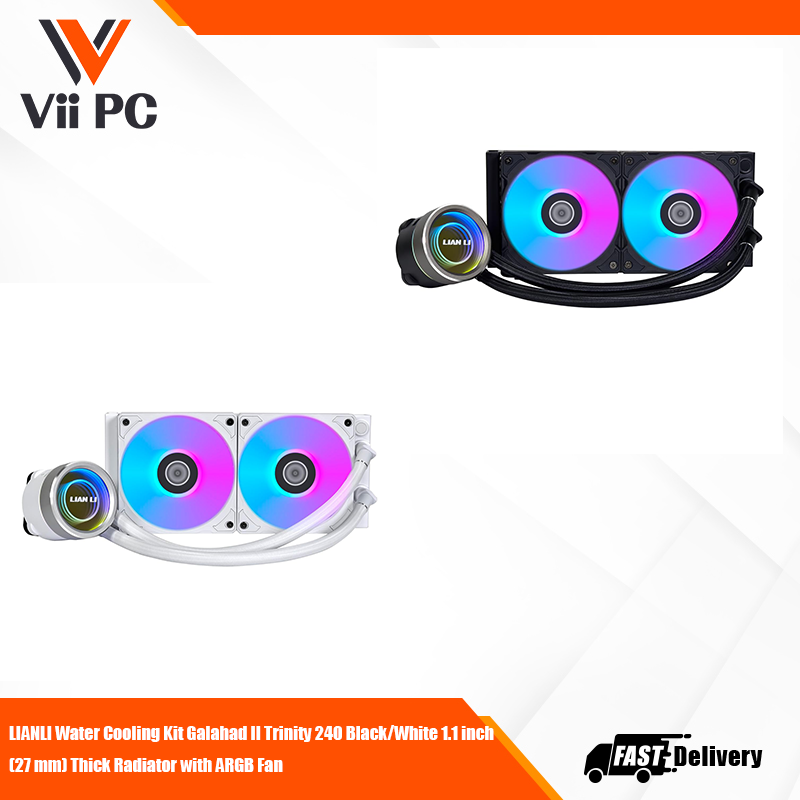 LIANLI Water Cooling Kit Galahad II Trinity 240 Black/White 1.1 inch (27 mm) Thick Radiator with ARGB Fan