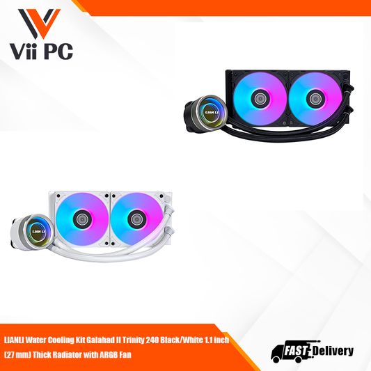 LIANLI Water Cooling Kit Galahad II Trinity 240 Black/White 1.1 inch (27 mm) Thick Radiator with ARGB Fan