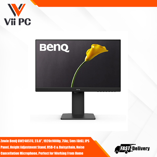 BenQ GW2485TC, 23.8", 1920x1080p, 75hz, 5ms (GtG), IPS Panel, Height Adjustment Stand, USB-C & Daisychain, Noise Cancellation Microphone, Perfect for Working From Home