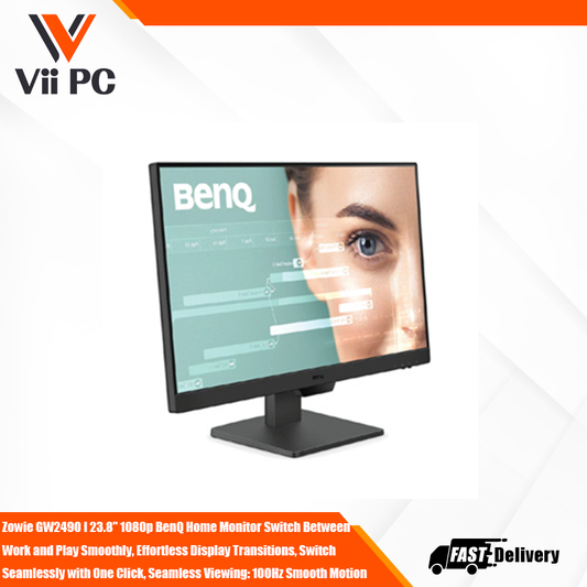 BenQ Home Monitor GW2490 I 23.8" 1080p BenQ Home Monitor Switch Between Work and Play Smoothly, Effortless Display Transitions, Switch Seamlessly with One Click, Seamless Viewing: 100Hz Smooth Motion, VESA Certified MediaSync Guarantees