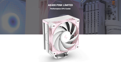 DeepCool AK400 PINK LIMITED CPU Cooler - 4 x 6mm Heatpipe Tower Cooler, Fluid Dynamic Bearing Fan, 220W TDP
