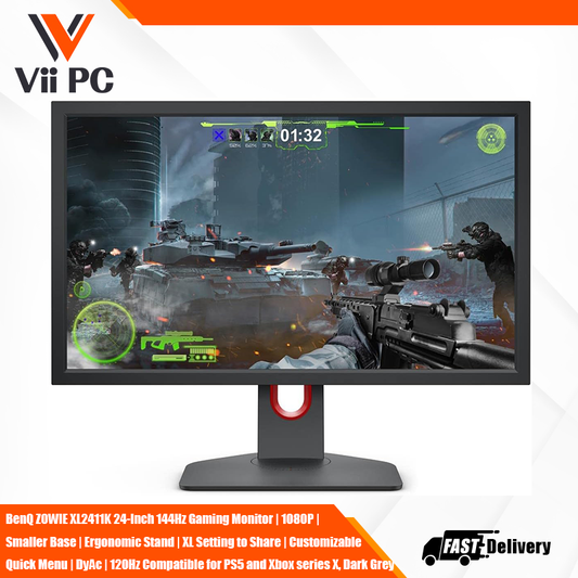 BenQ ZOWIE XL2411K 24-Inch 144Hz Gaming Monitor | 1080P | Smaller Base | Ergonomic Stand | XL Setting to Share | Customizable Quick Menu | DyAc | 120Hz Compatible for PS5 and Xbox series X, Dark Grey