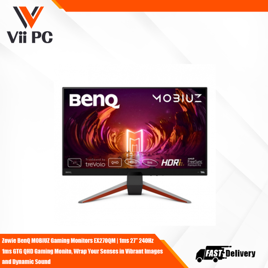 BenQ MOBIUZ Gaming Monitors EX270QM | 1ms 27" 240Hz 1ms GTG QHD Gaming Monito, Wrap Your Senses in Vibrant Images and Dynamic Sound