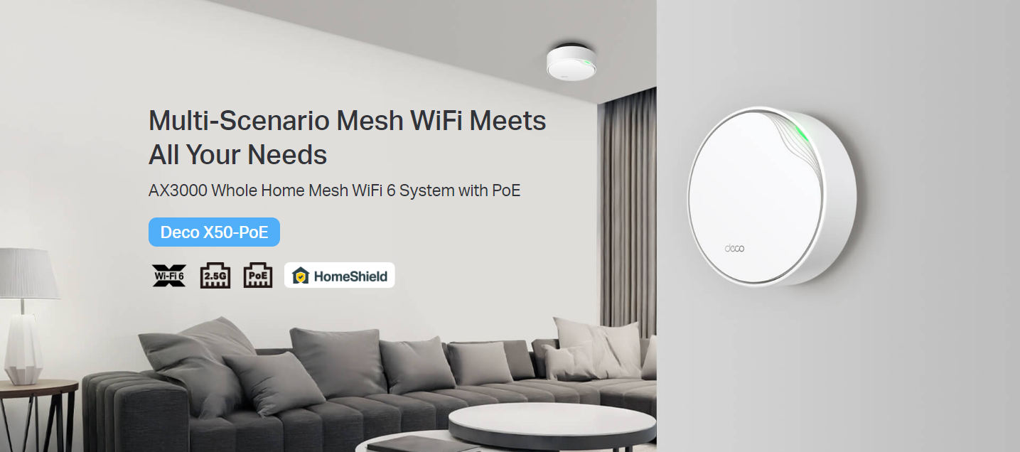 TP-LINK DECO X50-PoE AX3000 Whole Home Mesh WiFi 6 System with PoE - 3 Pack
