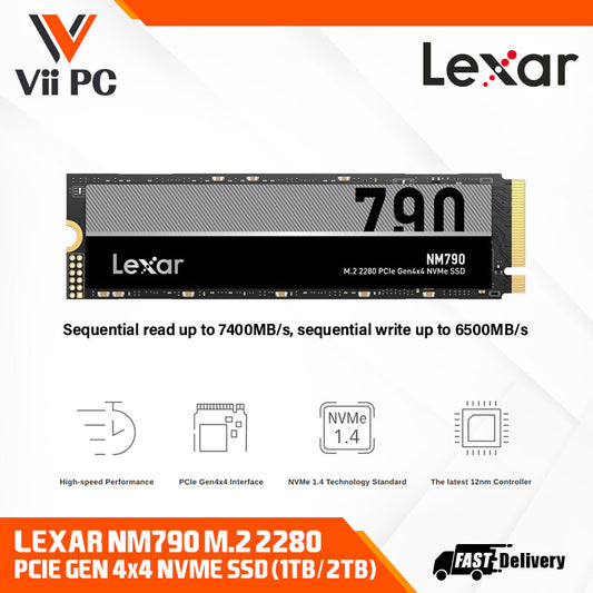 Lexar NM790 M.2 2280 PCIe Gen4x4 NVMe SSD (1TB / 2TB / 4TB) - Up to 7400MB/s Read, Up to 6500MB/s Write, Internal Solid State Drive for PS5, PC, Laptop, Gamers, Professionals