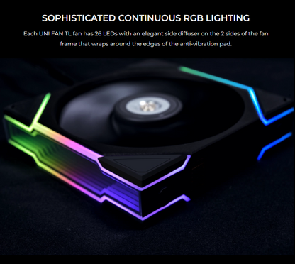 LIAN LI UNI FAN TL120 RGB REVERSE Single Pack BLACK/WHITE Cooler - 3 Yrs Wty