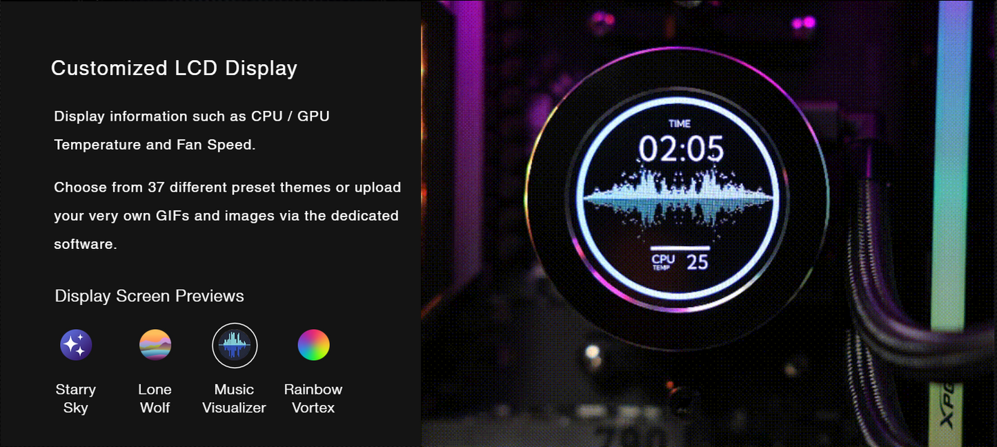 TECWARE ECLIPSE 240 LCD AIO Liquid CPU Cooler (Black/White)