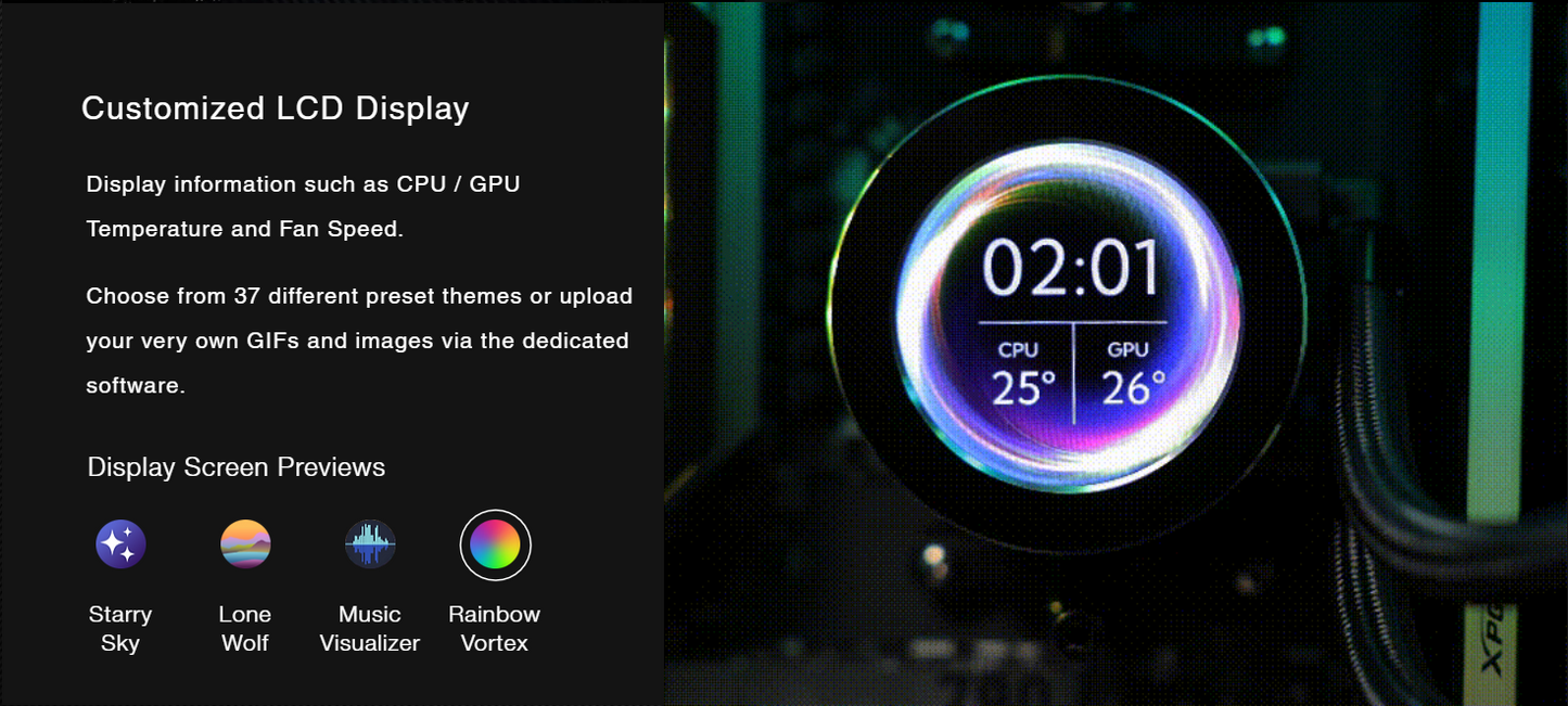 TECWARE ECLIPSE 240 LCD AIO Liquid CPU Cooler (Black/White)