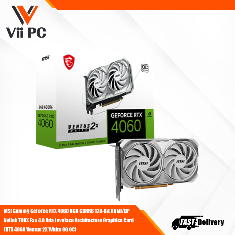 MSI Gaming GeForce RTX 4060 Ventus 2X White OC 8GB GDRR6 Graphics Card