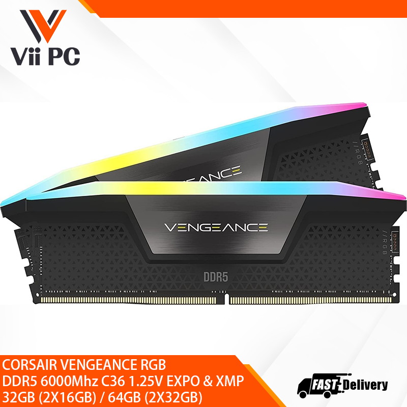 CORSAIR VENGEANCE RGB DDR5 6000Mhz C36 1.25V EXPO & XMP 32GB (2X16GB) / 64GB (2X32GB)