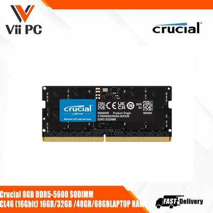 Crucial  DDR5-5600 SODIMM 8GB / 16GB / 32GB / 64GB LAPTOP RAM