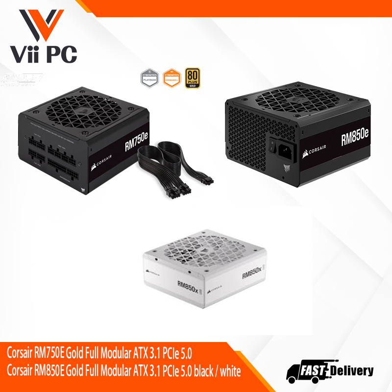 Corsair RM750E Gold Full Modular ATX 3.1 PCIe 5.0 Corsair RM850E Gold Full Modular ATX 3.1 PCIe 5.0 black / white
