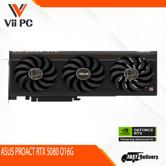 ASUS ProArt GeForce RTX™ 5080 OC Edition Graphics Card (PCIe® 5.0, 16GB GDDR7, USB Type-C®, HDMI®/DP 2.1, 2.5-Slot, Axial-tech Fans, Vapor Chamber, Phase-Change GPU Thermal pad)