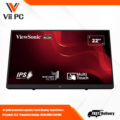 ViewSonic TD2230 22" 1080p 10-Point Multi Touch Screen IPS Monitor with HDMI and DisplayPort,BLACK,BLUE