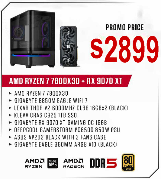 ViiPER Custom Gaming PC - AMD RYZEN 7 7800X3D + GIGABYTE B850M EAGLE WIFI 7+ GIGABYTE RX9070XT GAMING OC 16GB