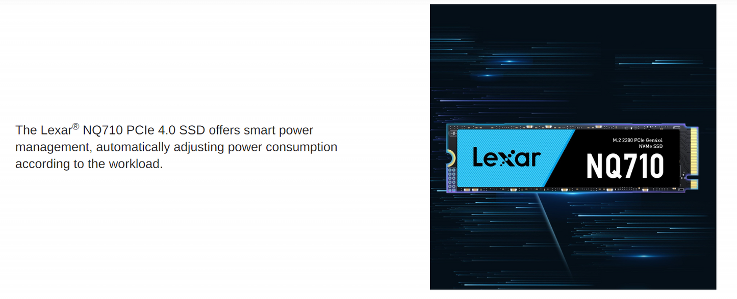 Lexar NQ710 M.2 2280 PCIe Gen4x4 NVMe 1.4 SSD (1TB / 2TB) - Up to 5000MB/s READ, Up to 3300MB/s WRITE