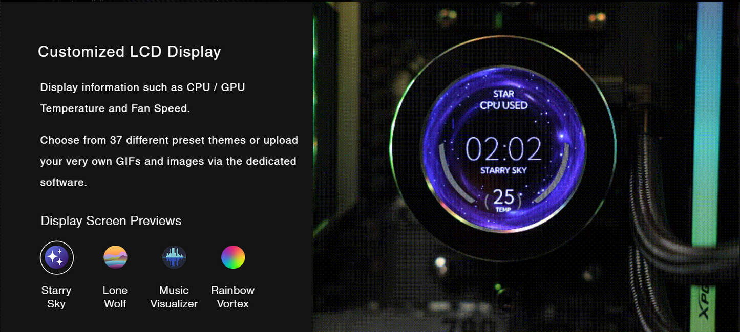 TECWARE ECLIPSE 240 LCD AIO Liquid CPU Cooler (Black/White)