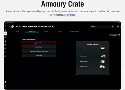 ASUS ROG Falchion RX Low Profile 65% Compact Wireless Gaming Keyboard with Optical Switches/Speed Nova/Omni Receiver/Tri-mode Connection/Window & MacOS support - BLUE OR RED SWITCHES