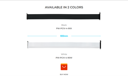 Lian Li PCI-e 4.0 X16 Riser cable 900mm Black/White - 1yr Wty