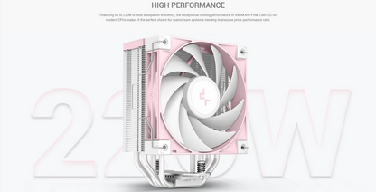 DeepCool AK400 PINK LIMITED CPU Cooler - 4 x 6mm Heatpipe Tower Cooler, Fluid Dynamic Bearing Fan, 220W TDP