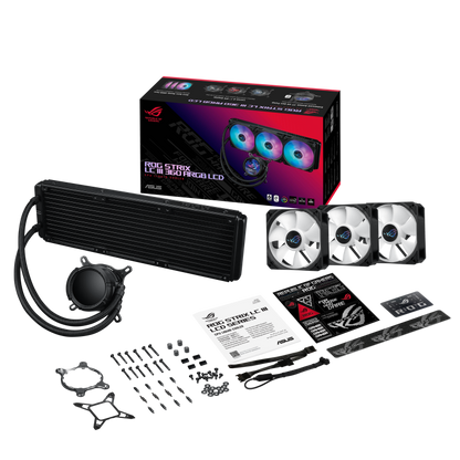 ASUS ROG STRIX LC III 360 ARGB LCD BLACK/WHITE EDITION CPU Liquid Cooler, 2.1" Full Color IPS LCD, Intel: LGA1700,1200,115x, AMD: AM5,AM4, 6 Yrs Wty