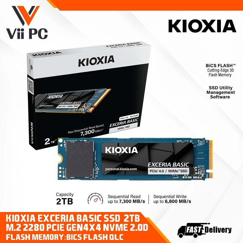 KIOXIA EXCERIA BASIC SSD M.2 2280 PCIe Gen4x4 NVME 2.0 Capacity 1TB / 2TB READ WRITE SPEED 7,200/6,600 MB/s GEN 4 SSD