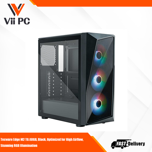 Tecware Edge M2 TG ARGB, Black, Optimized for High Airflow, Stunning RGB Illumination