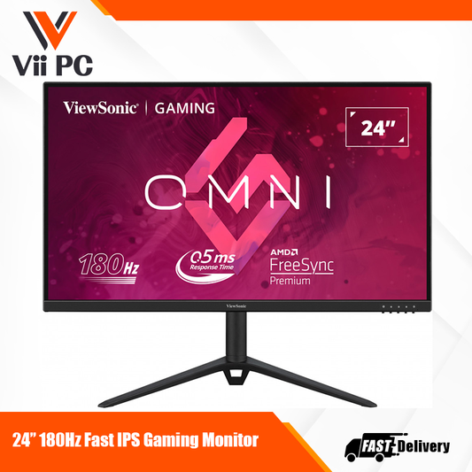 ViewSonic VX2428J 24” FHD, 0.5ms, 180Hz,Fast IPS with HDR10, AMD FreeSync, VESA AdaptiveSync and ClearMR, Full Ergonomic Gaming Monitor
