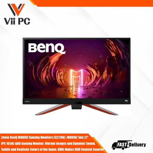 BenQ MOBIUZ Gaming Monitors EX2710Q | MOBIUZ 1ms 27" IPS 165Hz QHD Gaming Monitor, Vibrant Images and Dynamic Sound, Subtle and Realistic Colors of the Game, HDRi Makes HDR Content Smarter