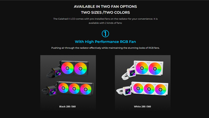 Lian Li Galahad II LCD AIO 280 CPU Liquid Cooler Black/White - 5 yrs Wty (2yrs for Fan)