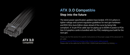 ASUS ROG Strix 1200W Gold Aura Edition Fully Modular Power Supply 80 Plus® Gold Certified - ATX 3.0, Cybenetics Lambda A+ Certification ,PCIe Gen 5.0 Ready, Axial-tech Fan, Aura Sync (10 Year Warranty)