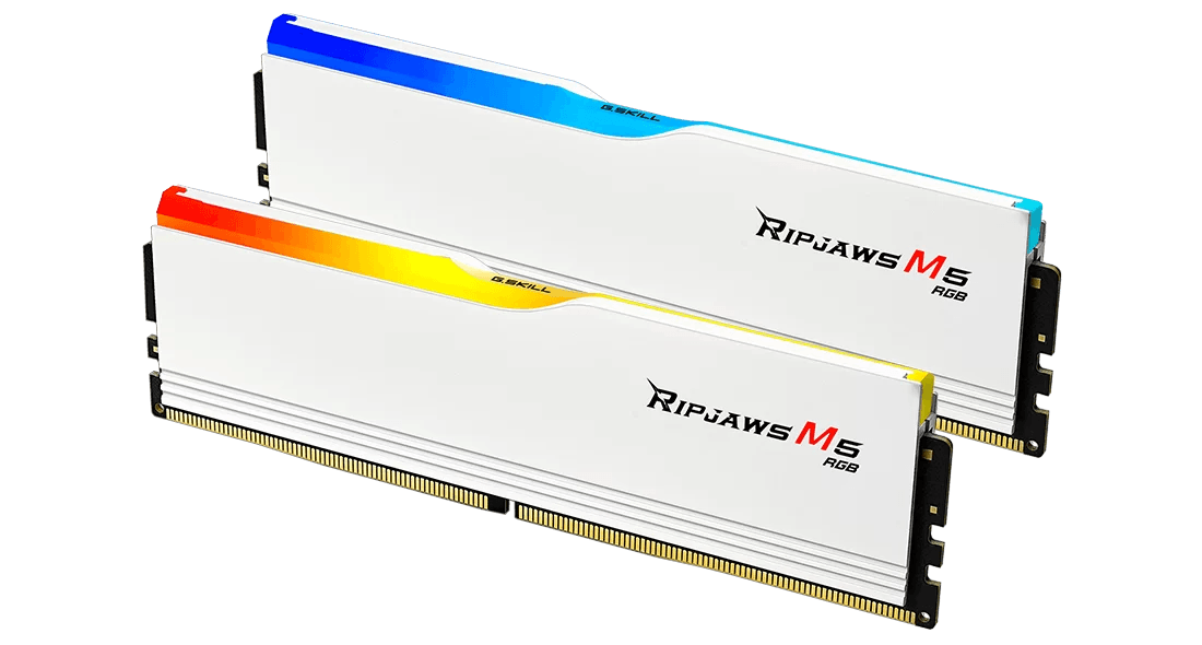 G.SKILL RIPJAWS M5 RGB: 32GB/64GB DDR5-6000/6400/6800 MT/s - Intel XMP 3.0 Ready, Dual Channel Kit (BLACK/WHITE)