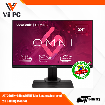 ViewSonic OMNI XG2431 24" FHD 1080p, 1ms, 240Hz Gaming Monitor with AMD FreeSync Premium, Advanced Ergonomics, Eye Care, HDMI and DisplayPort for Esports