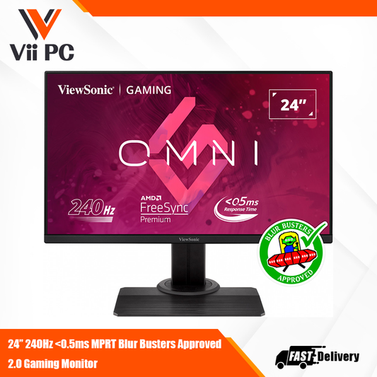 ViewSonic OMNI XG2431 24" FHD 1080p, 1ms, 240Hz Gaming Monitor with AMD FreeSync Premium, Advanced Ergonomics, Eye Care, HDMI and DisplayPort for Esports