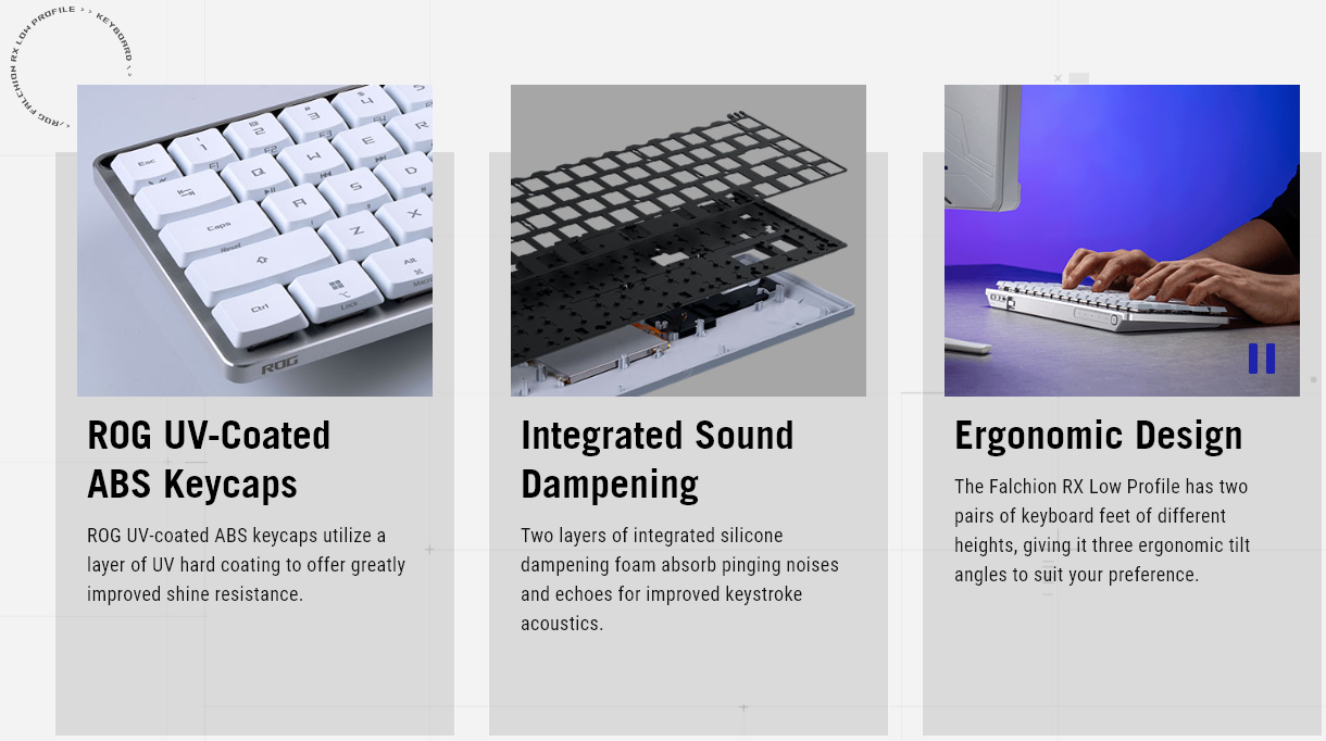 ASUS ROG Falchion RX Low Profile 65% Compact Wireless Gaming Keyboard with Optical Switches/Speed Nova/Omni Receiver/Tri-mode Connection/Window & MacOS support - BLUE OR RED SWITCHES