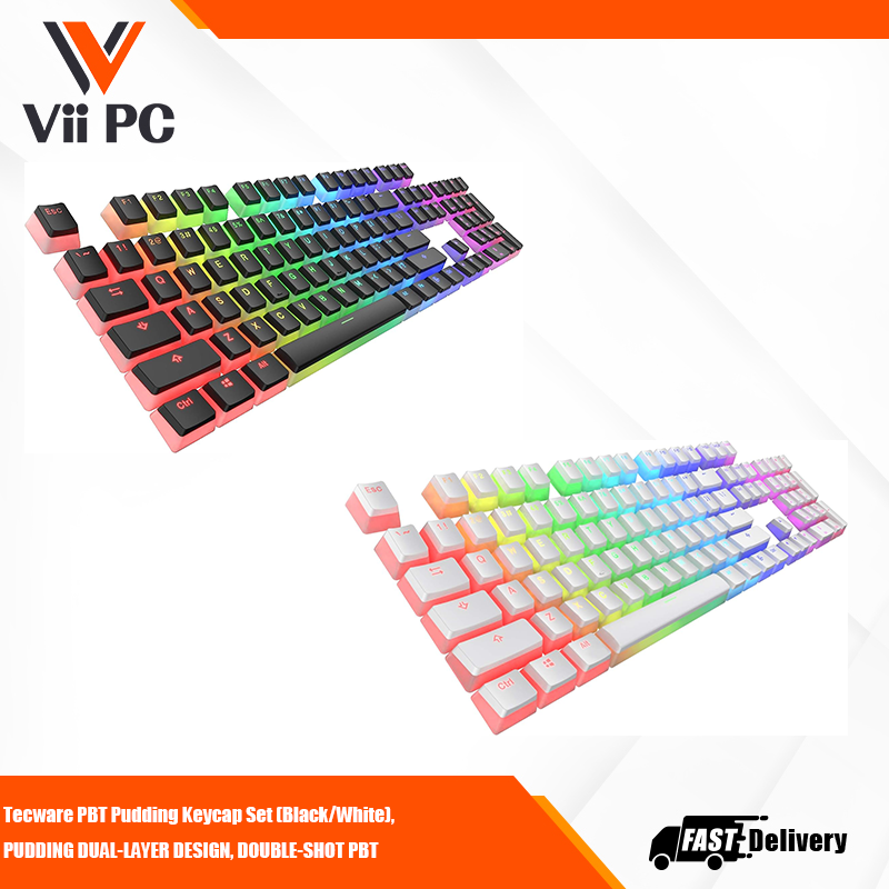 Tecware PBT Pudding Keycap Set (Black/White), PUDDING DUAL-LAYER DESIGN, DOUBLE-SHOT PBT