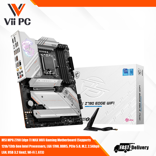 MSI MPG Z790 Edge TI MAX WiFi Gaming Motherboard (Supports 12th/13th Gen Intel Processors, LGA 1700, DDR5, PCIe 5.0, M.2, 2.5Gbps LAN, USB 3.2 Gen2, Wi-Fi 7, ATX)f