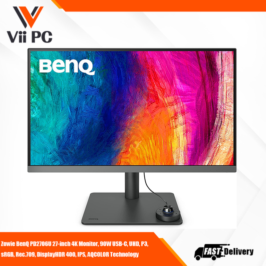 BenQ DesignVue Monitor PD2706U 27-inch 4K Monitor, 90W USB-C, UHD, P3, sRGB, Rec.709, DisplayHDR 400, IPS, AQCOLOR Technology