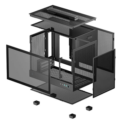DeepCool CH160 Ultra-Portable Tempered Glass Full-Sized Air Cooler Support Mini-ITX CASING, BLACK/WHITE