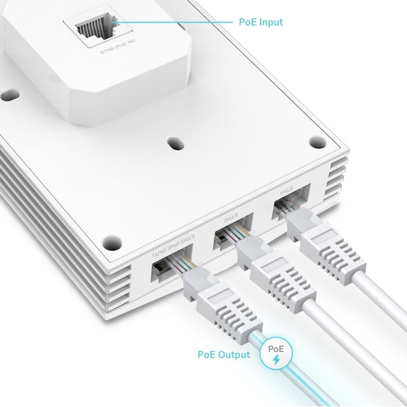 TP-LINK EAP655-Wall AX3000 Wall Plate Wi-Fi 6 Wireless Access Point, Support PoE, Omada Mesh & Omada Cloud