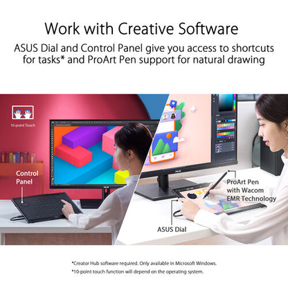 ASUS ProArt PA169CDV Pen Display 15.6" IPS, 4K UHD (3840x2160), WACOM EMR, 100% sRGB, Color Accuracy ΔE<2, Calman Verified, PANTONE Validated, USB-C, 10-point Touch, ASUS Dial, Control Panel