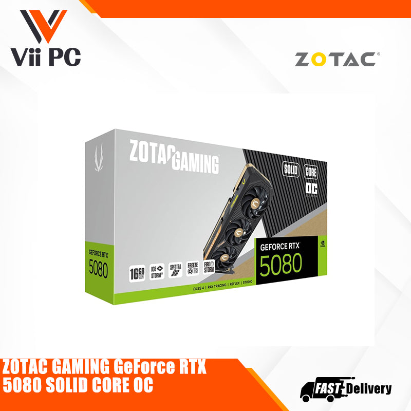 ZOTAC GAMING GeForce RTX 5080 SOLID CORE SOLID OC 16GB GDDR7 OC GAMING DESKTOP GRAPHICS CARD BLACK / WHITE