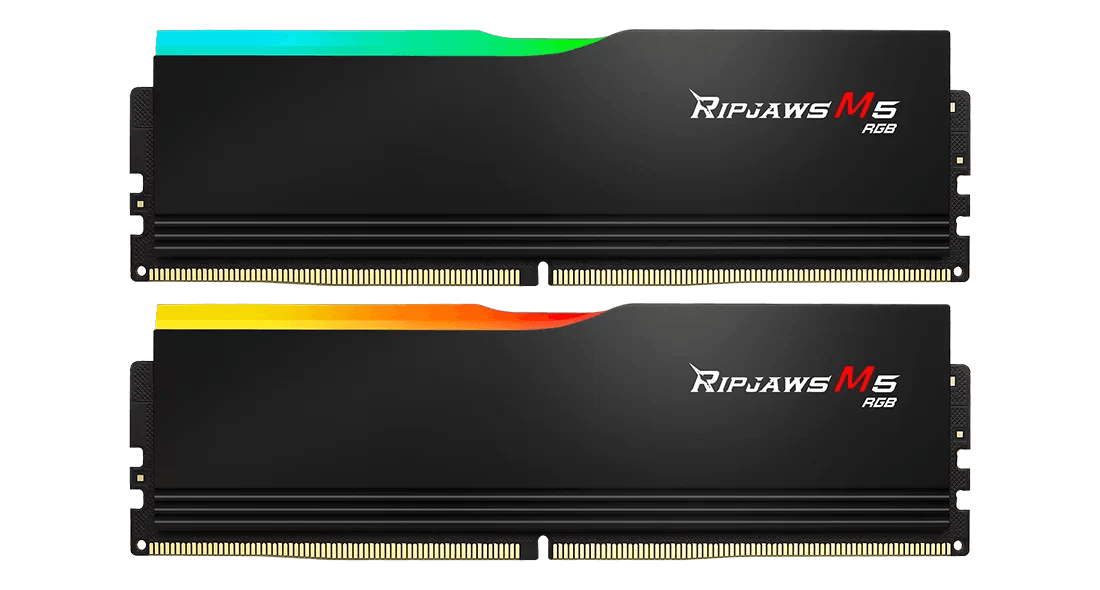 G.SKILL RIPJAWS M5 RGB: 32GB/64GB DDR5-6000/6400/6800 MT/s - Intel XMP 3.0 Ready, Dual Channel Kit (BLACK/WHITE)