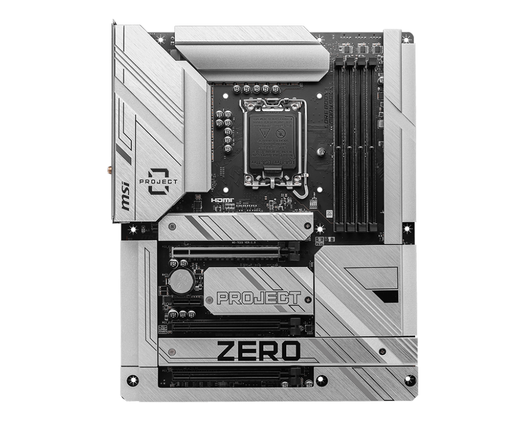 MSI Z790 PROJECT ZERO LGA1700 Socket/Wi-Fi 7/PCIe 5.0/DDR5 Support/4x M.2/6x SATA 6G/2.5Gbps LAN/Windows 10&11 ATX Motherboard